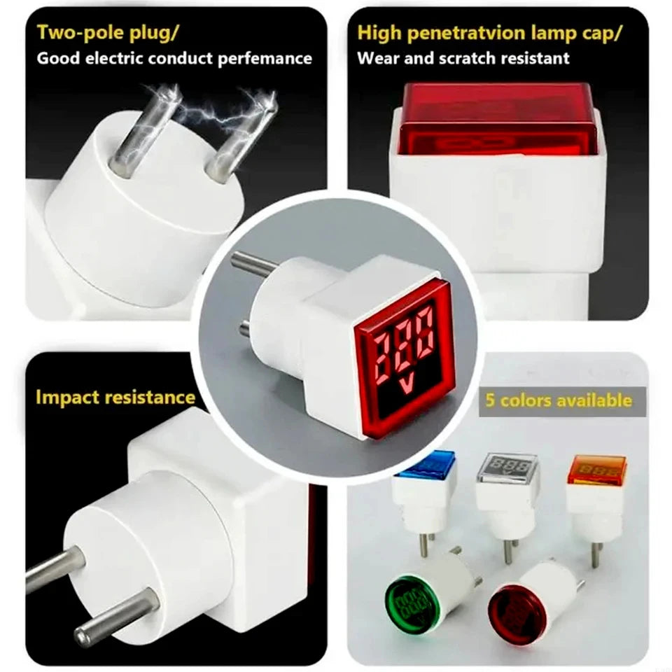 1PC LED Digital AC Voltmeter Indicator Square EU Plug Digital Voltmeter 50–500V Voltage Measurement Range