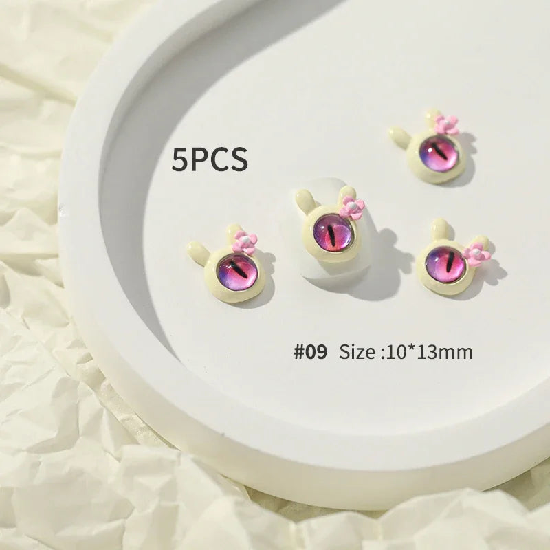 5pcs Halloween Nail Gems Decoration Charms Strass Ongles Nail Rhinestones Halloween Nails Accessories Christmas Nail Art Charms