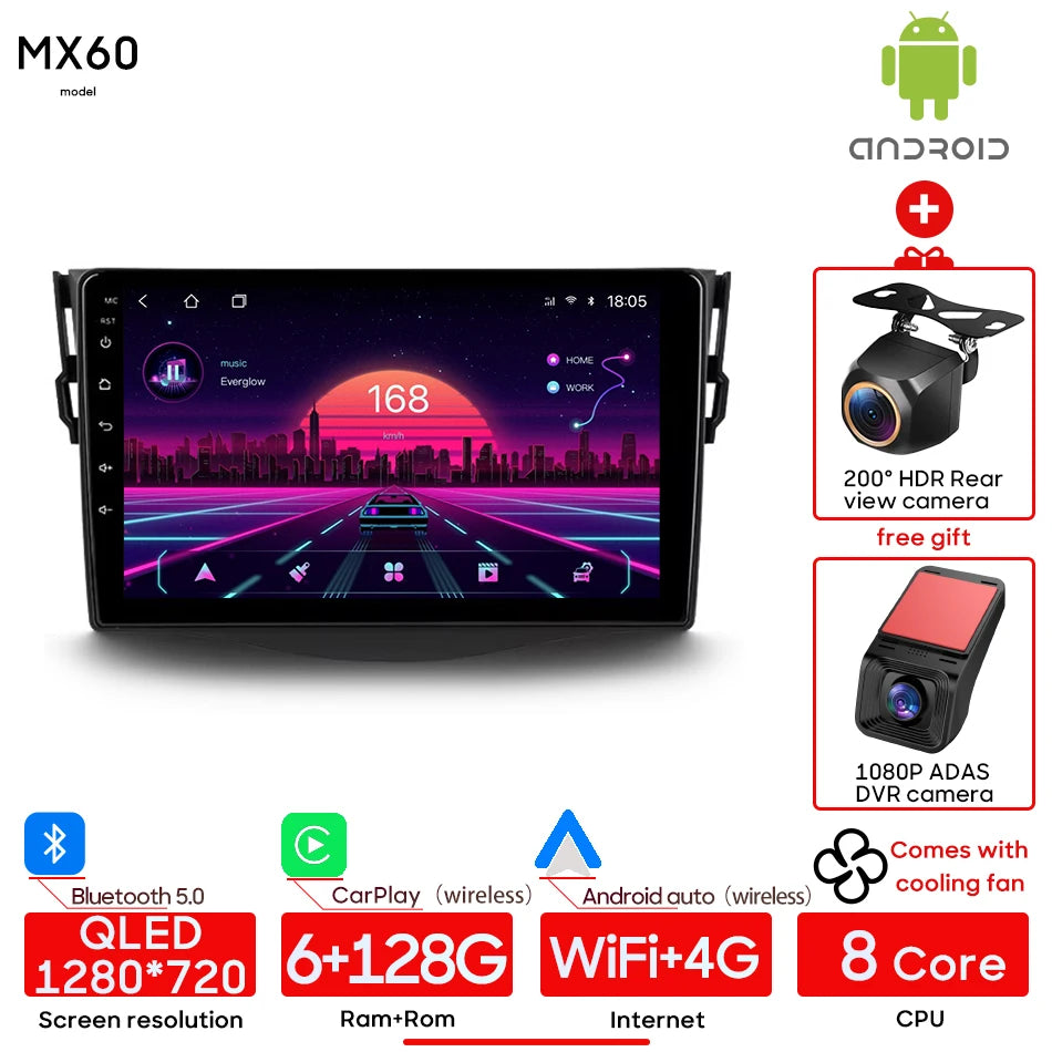 Car Stereo with Apple CarPlay & Android Auto, Compatible with Toyota RAV4 3 XA30 (2005-2016)