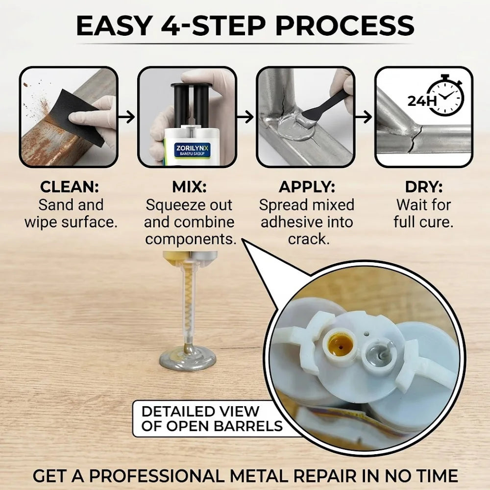 Metal Repair Adhesive Kit, 100 g - Two-Part Glue for Iron and Steel - view 5