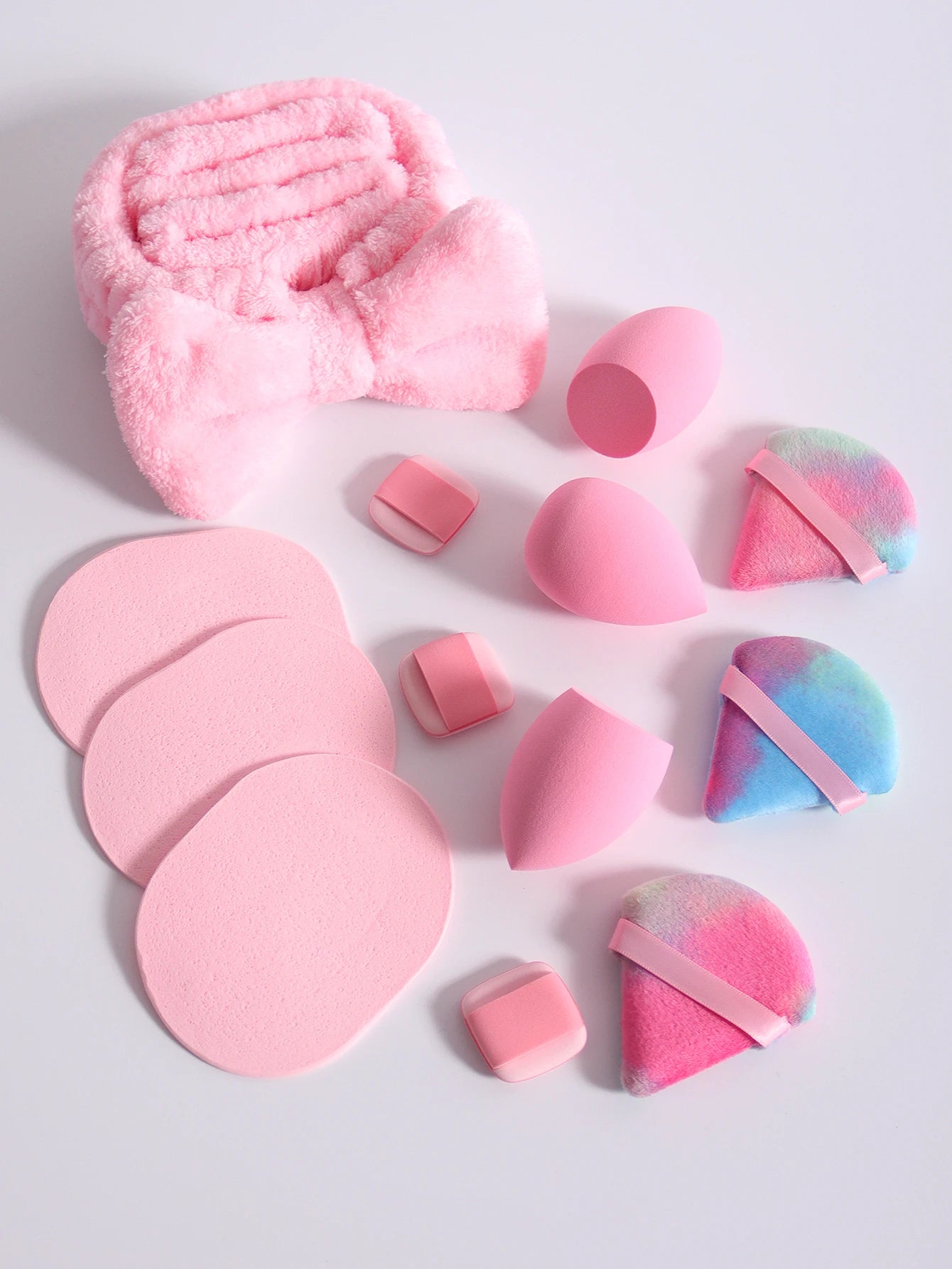 15Pcs Cosmetic Puff Makeup Sponge Blender Beauty Egg Foundation Sponges Puff Wash Face Headband Wristband Make up Accessories