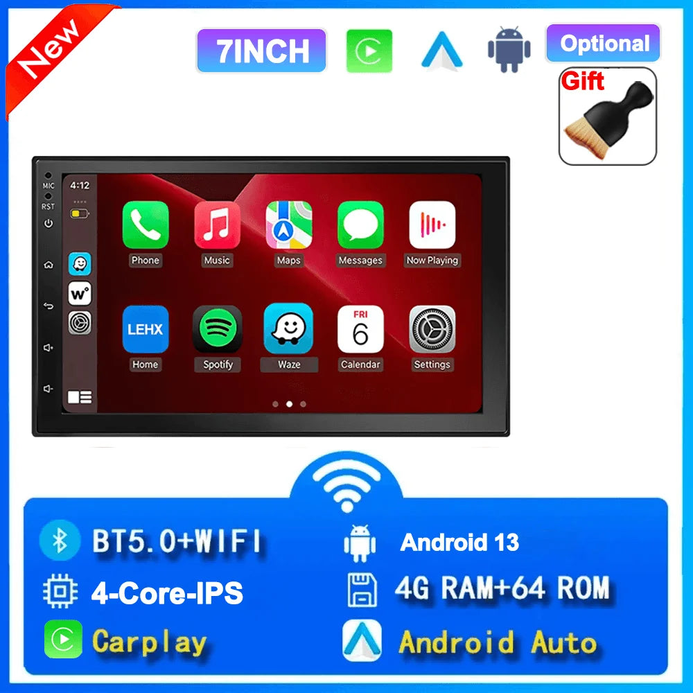 Universal 2-DIN Android 13 Car Stereo (7"/9"/10", 64GB) — CarPlay, Android Auto, GPS, WiFi