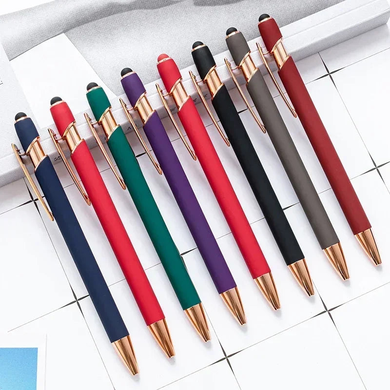 50pcs Light Metal Ballpoint Pen Touch Screen Pen Office School Advertising Pen Custom Logo Text Engraving Laser Engraving