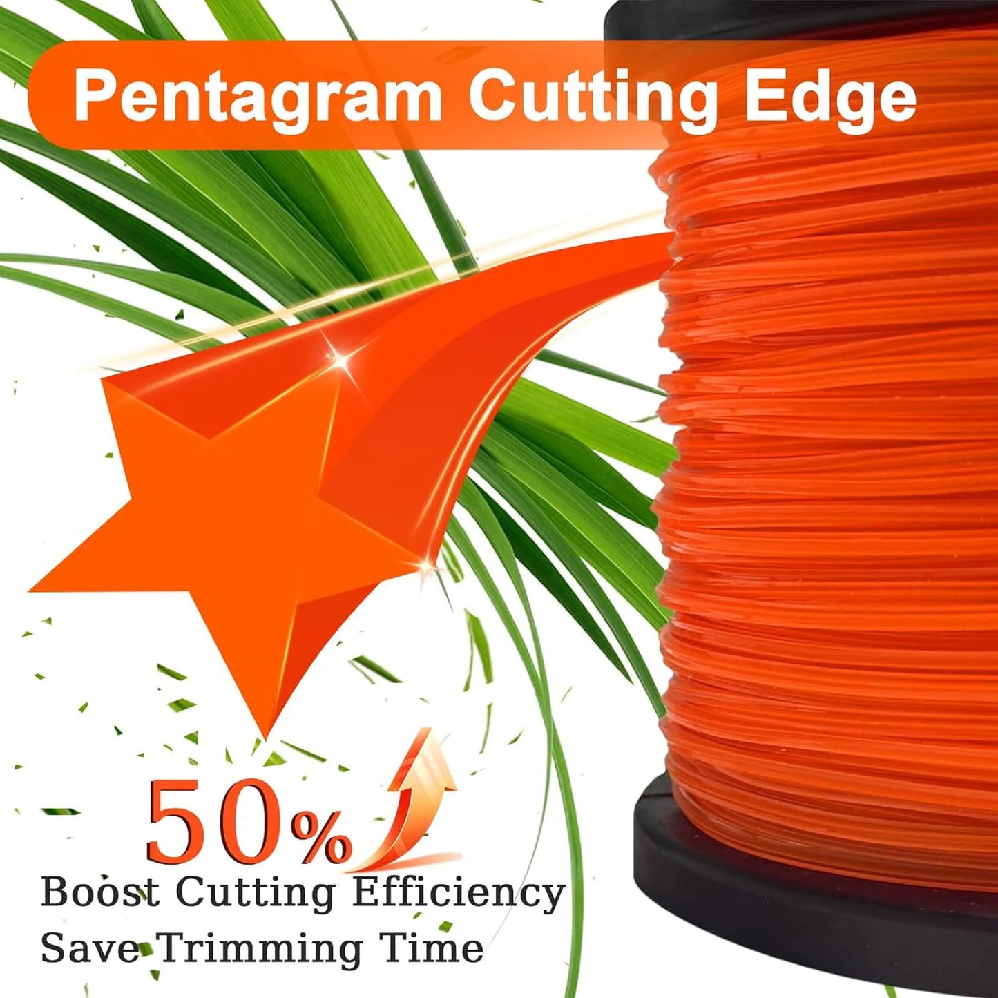 MMAlto Star Shape String Trimmer Line – 1.6mm to 4.0mm | 20m/65ft | Pentagon Nylon Weed Eater Strimmer Line | Universal Fit