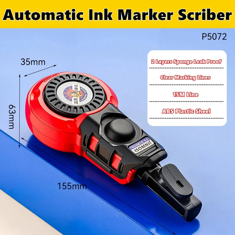 Woodworking Tool Carpenter Manual Ink Marker Scriber With 50M Chalk Lines Professional Wood Working Scriber Drawing Line Marker