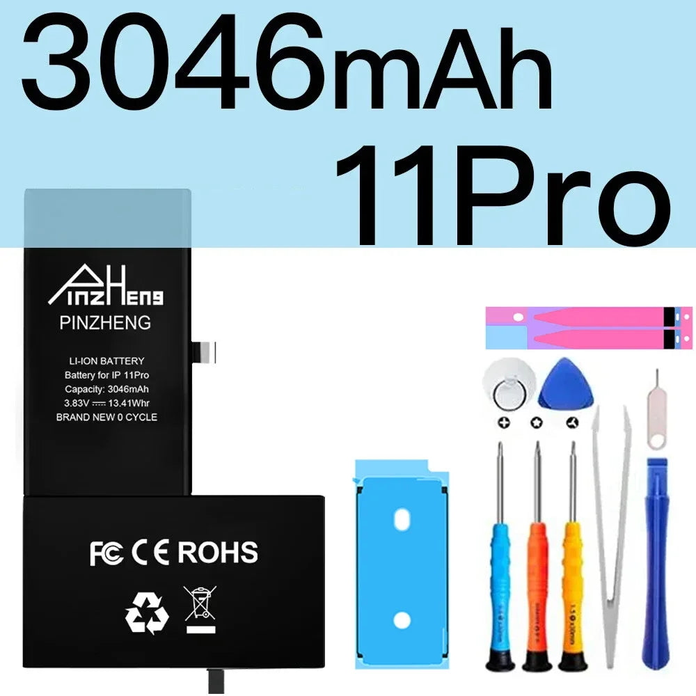 PINZHENG High Capacity Replacement Battery for iPhone X, XR, XS, 11, 12, 13 Mini Max Pro – 1-Year Warranty