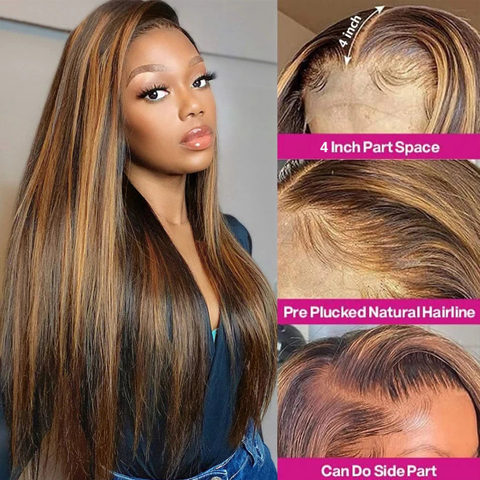 Highlight Wig Human Hair 13x4 Honey Blonde Lace Front Wigs Brazilian Straight 13x6 Hd Lace Frontal Wig Glueless Wigs Pre Plucked