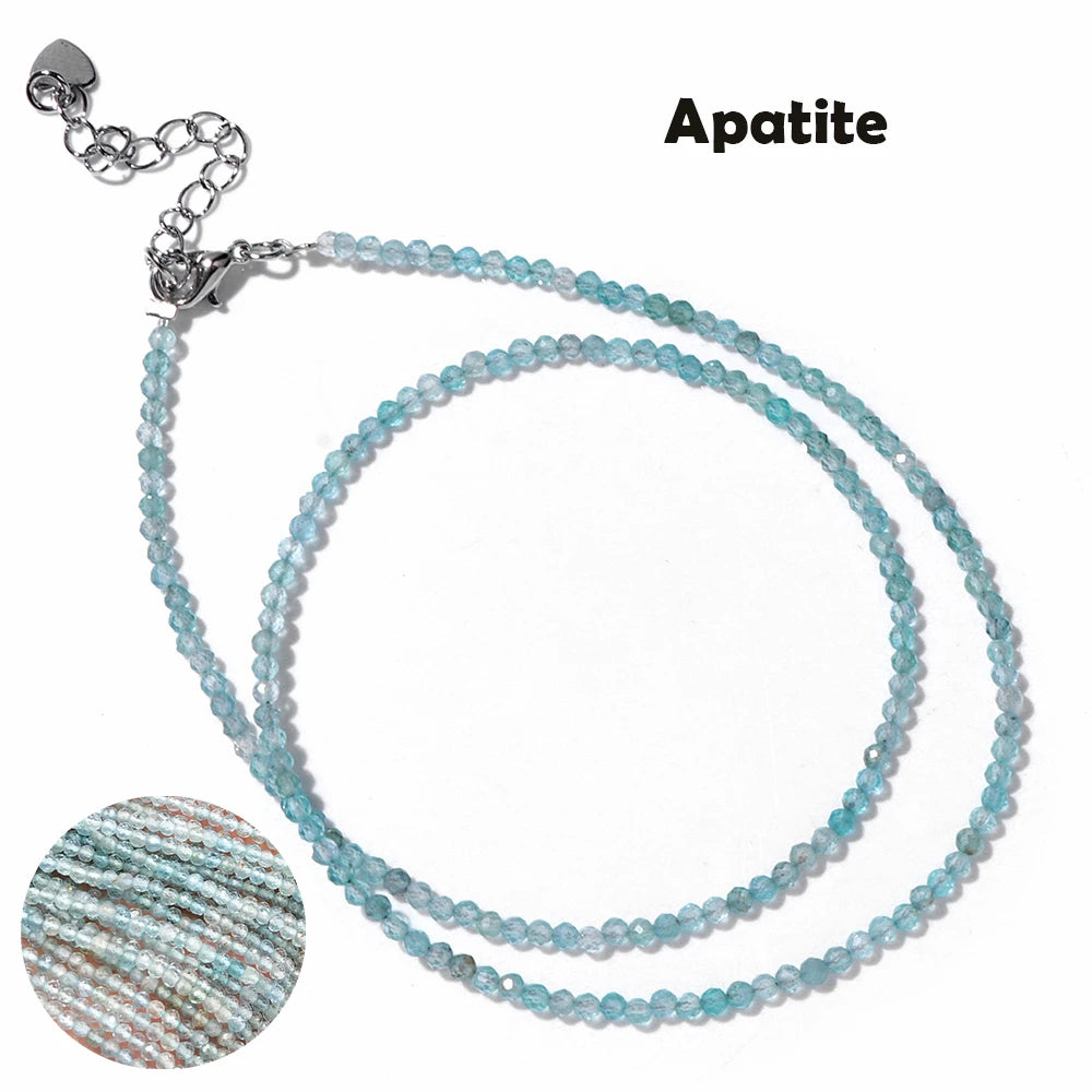 Mini Gem Stone Beaded Necklace 2mm Faceted Natural Agat Quartz Female Fashion Party Choker for Women Girl Jewelry Gift Wholesale