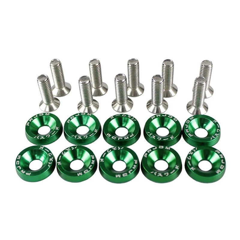 10PCS M6 JDM Car Modified Hex Fasteners Fender Washer Bumper Engine Concave Screws Fender Washer License Plate Bolts Car styling