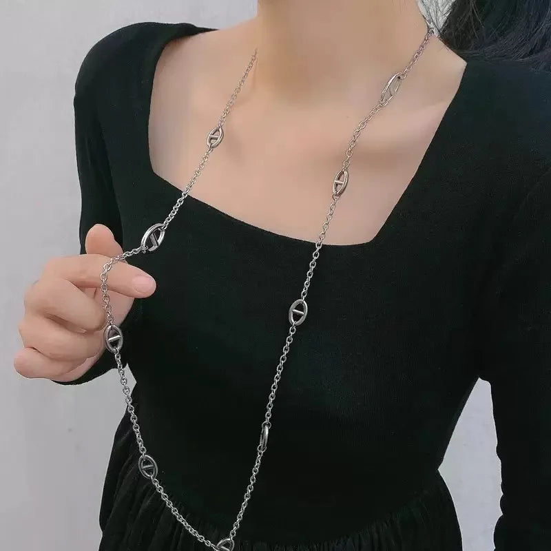 Stainless Steel Couple Necklace — Convertible Layered Bracelet