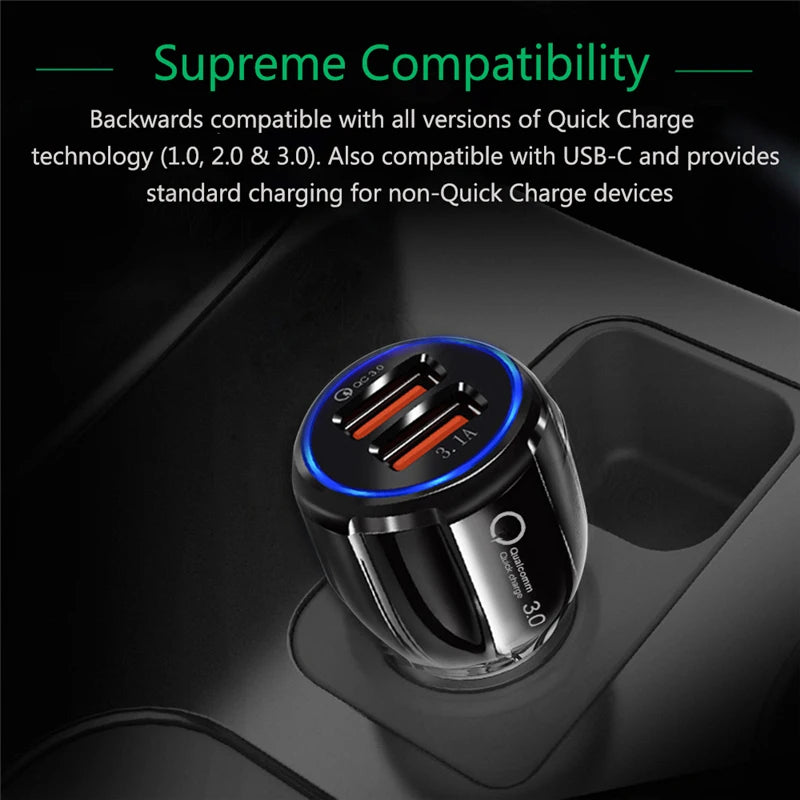 Car Charger 18W 3.1A Dual USB Fast Charging QC Phone Charger Adapter For iPhone 12 11 Pro Max 6 7 8 Xiaomi Redmi Huawei Samsung