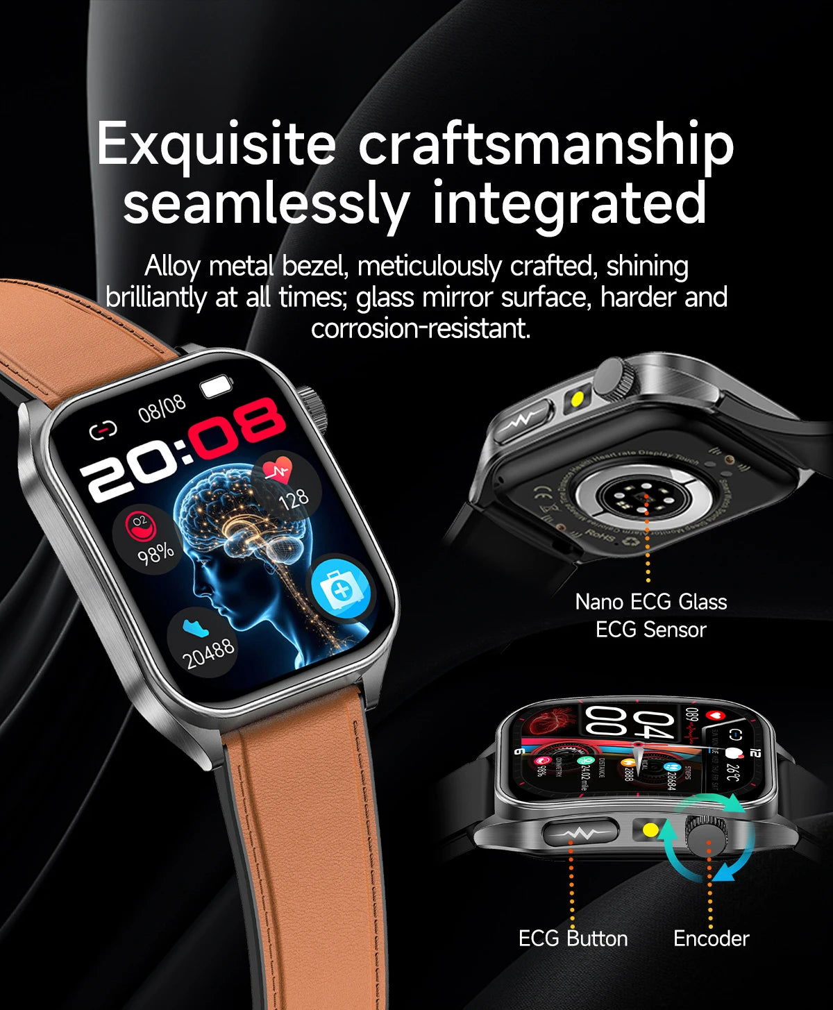 2026 AI-GPT ECG Health Smartwatch – Blood Pressure, Lipid, Uric Acid & 650nm Dual-Probe Laser | Men & Women