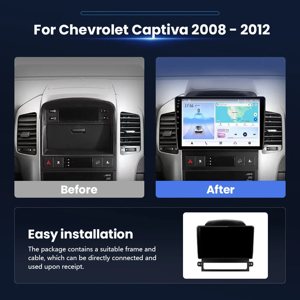 Android 16 Carplay Auto Multimedia Car Radio For Chevrolet Captiva 2008 2009 - 2012 Head Unit Autoradio Stereo Snapdragon Player