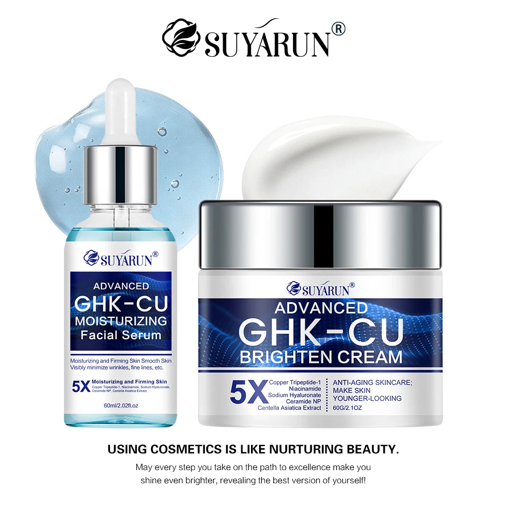SUYARUN GHK-CU Cream & Serum - Anti-aging facial moisturizer, firming and moisturizing for all skin types, suitable for women.