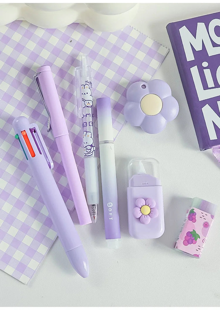 7-Pcs Stationery Set High-Quality Student Graduation Gift Neutral Pen Learning Companion Stationery Pack for Achievers， office