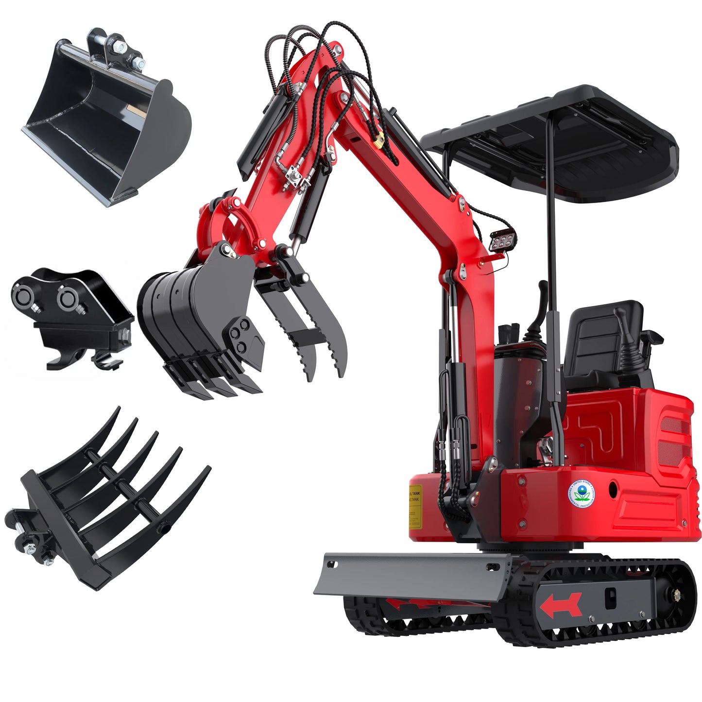 MACHPRO Mini Excavator with Kubota Engine, Equipped with Hydraulic Thumb Clamp & Multiple Attachments Free Shipping