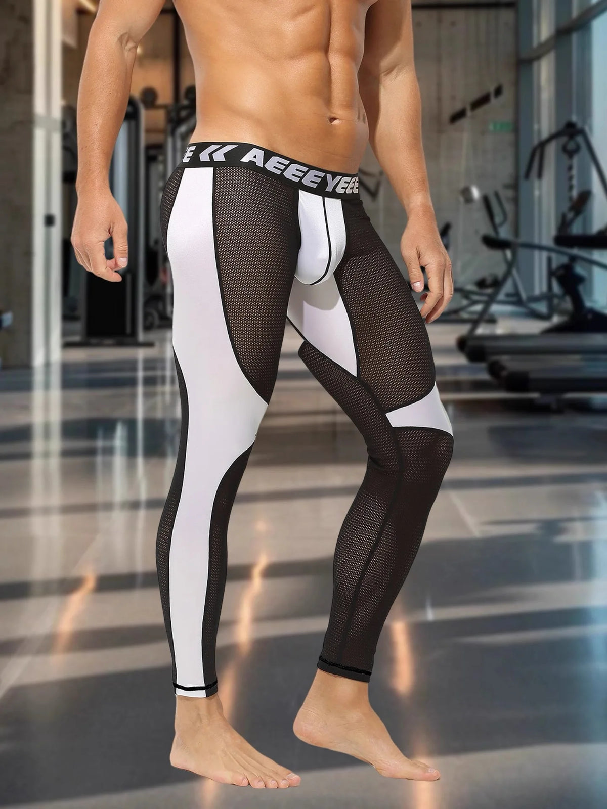 Men's Slim Fit Thermal Base Layer Pants - Stretch Mesh Panel Long Johns - photo 4