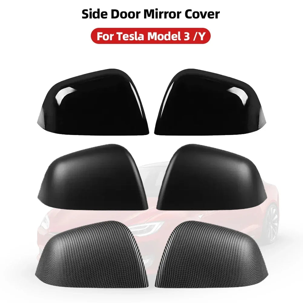 2PCS Car ABS Paste Side Door Mirror Cover For Tesla Model 3 Model Y 2021-2023 Auto Exterior Accessories Sides Rearview Cover