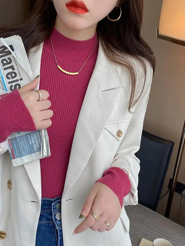 Women's Mock Neck Knit Sweater, Slim Basic Pullover