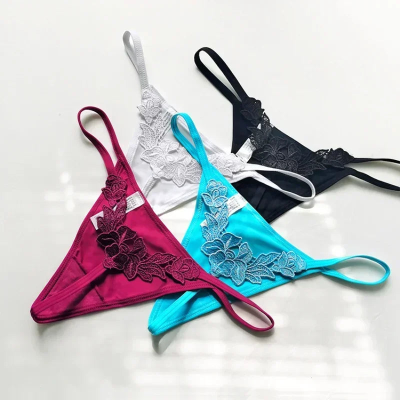 1\2\3 PCS Sexy Thong G String Underwear Women Panties T-Back Floral Embroidery Briefs Female Lingerie Erotic Lady Thongs Bikini