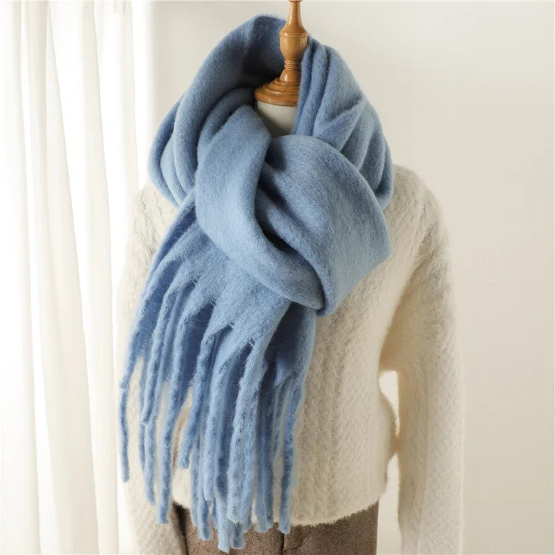 Women's Solid Tassel Blanket Shawl - Long Cashmere-Feel Poncho Wrap - photo 15