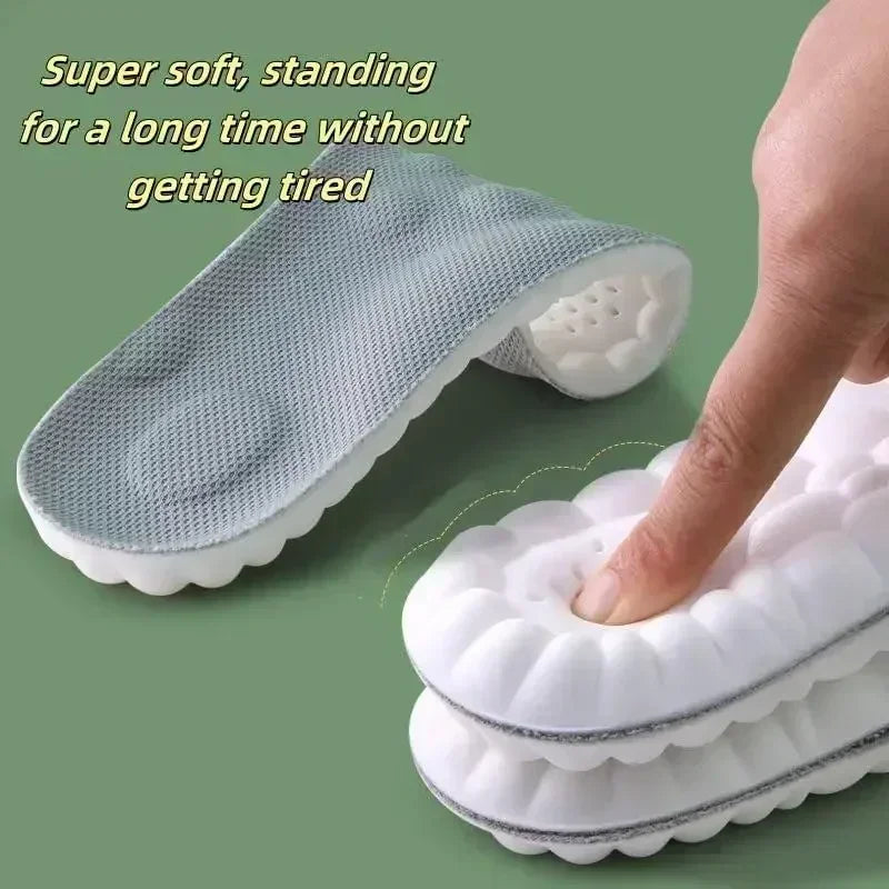 4D Cloud Air Cushion Insoles – Memory Foam + Acupressure Massage | Sweat-Absorbent Comfort Insoles