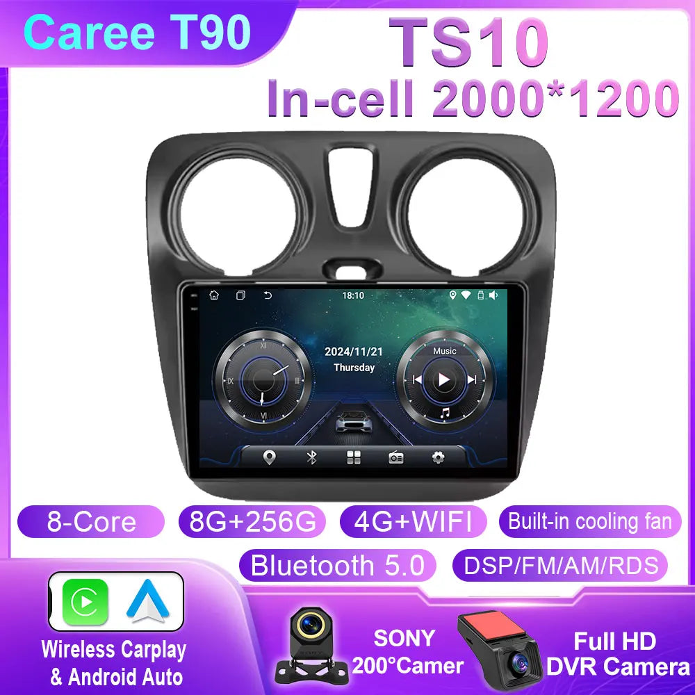 Car Stereo with Apple CarPlay & Android Auto, Compatible with Renault Dokker, Lodgy & Dacia