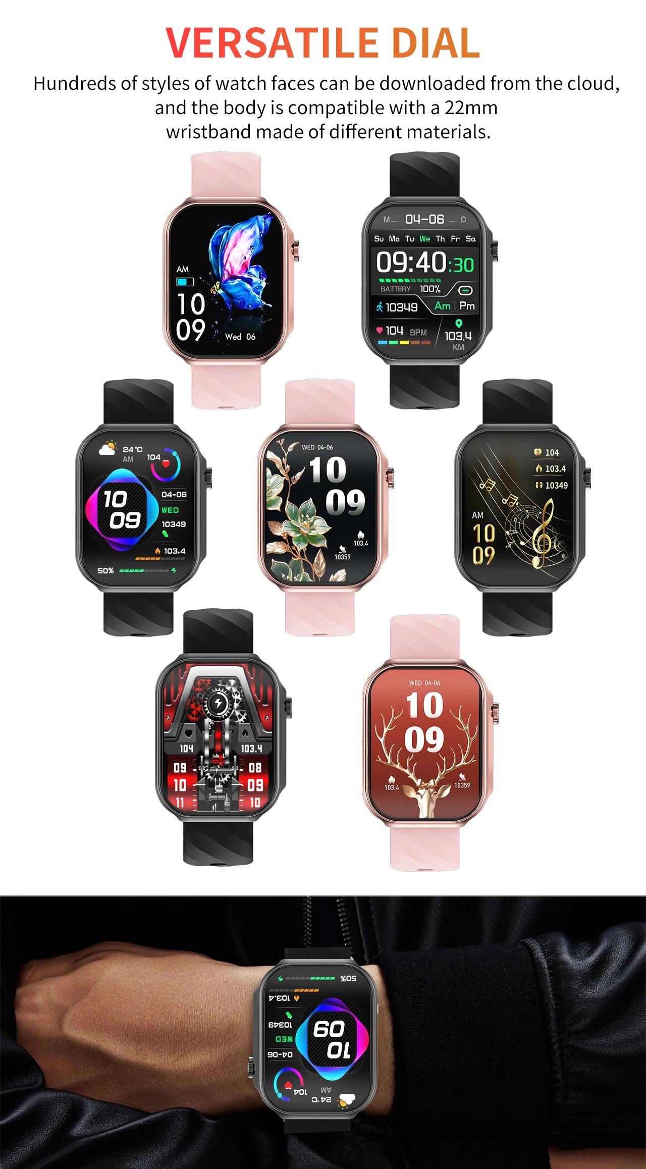 LIGE BWU15 Smart Watch – 2.2" 3D Curved Screen, BT Calling, Heart Rate, Blood Oxygen & 100+ Sports Modes | IP67