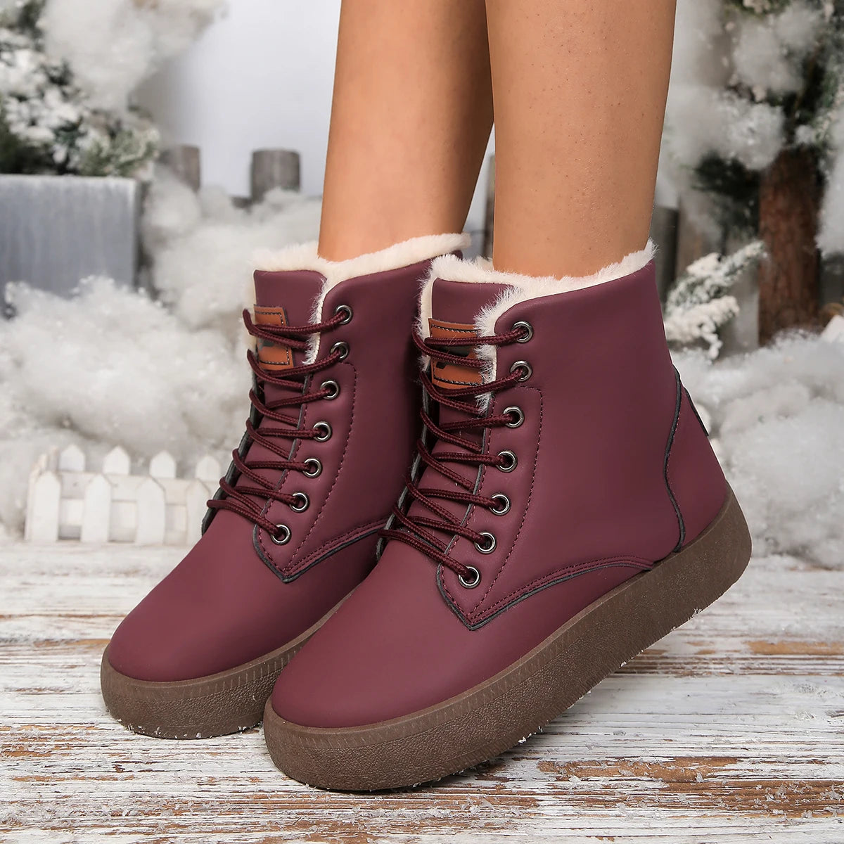 Women's Plush Lined Flat Snow Boots - Anti-Slip Winter Boots - photo 2