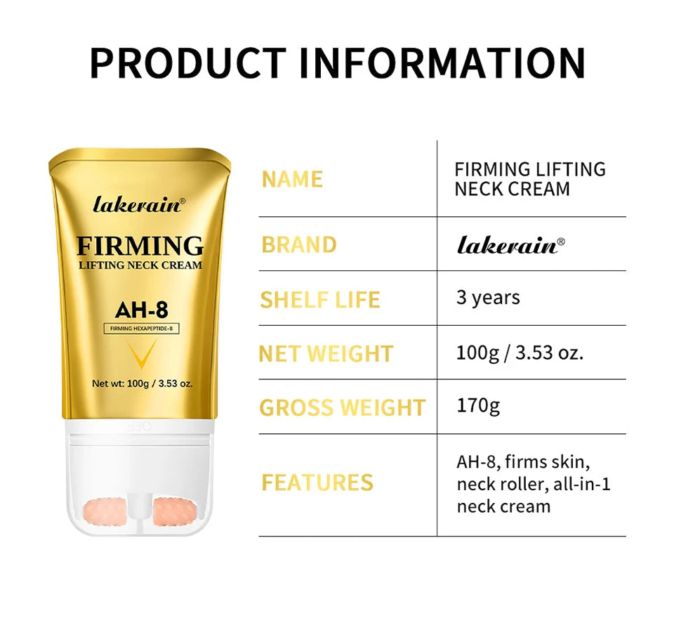 AH-8 Firming Non-Sticky Neck Cream deeply moisturizes, smoothes and refines the skin with a light texture neck cream.
