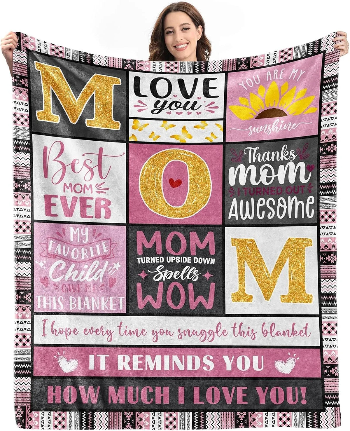 Gift for Mom Flannel Throw Blanket with Loving Message