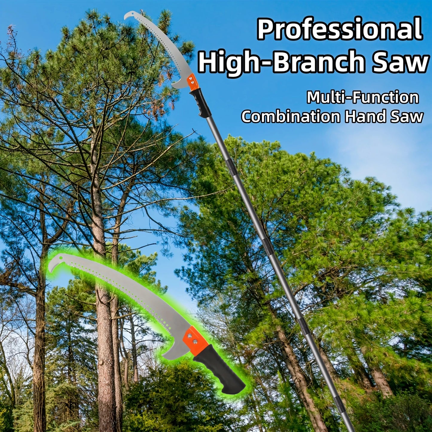 Telescopic Double-Hook Pruning Saw – Extendable High-Reach Tree & Fruit Branch Cutter