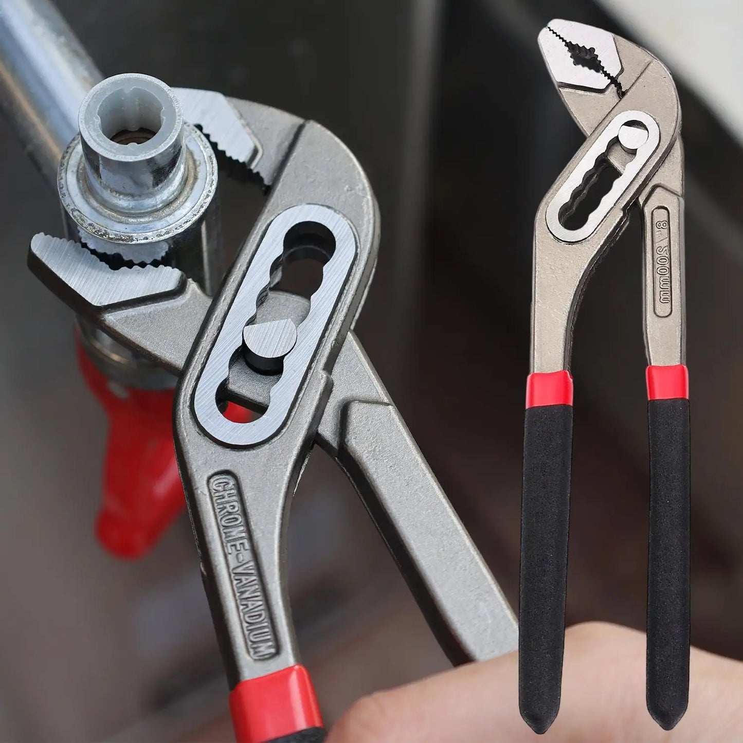 8Inch Multi-functi Water Pump Pliers Quick-Release Plumbing Pliers Pipe Wrench Adjustable Water Pipe Clamp Pliers Manual Tools