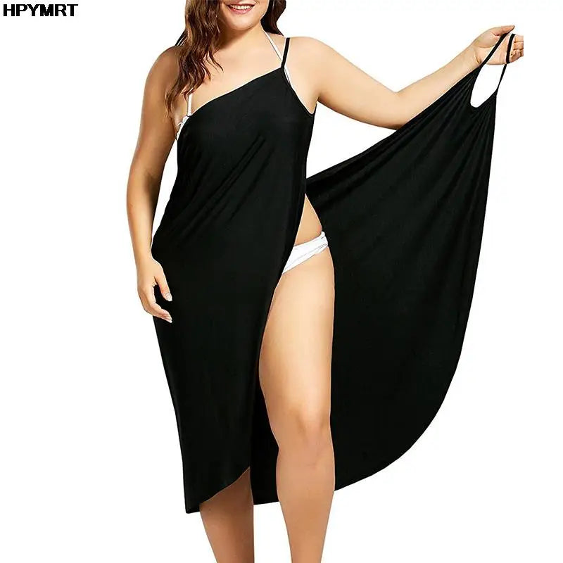 Women's Solid Color Halter Suspender Dress – Loose Sleeveless Beach Dress | S–5XL (7 Colors)