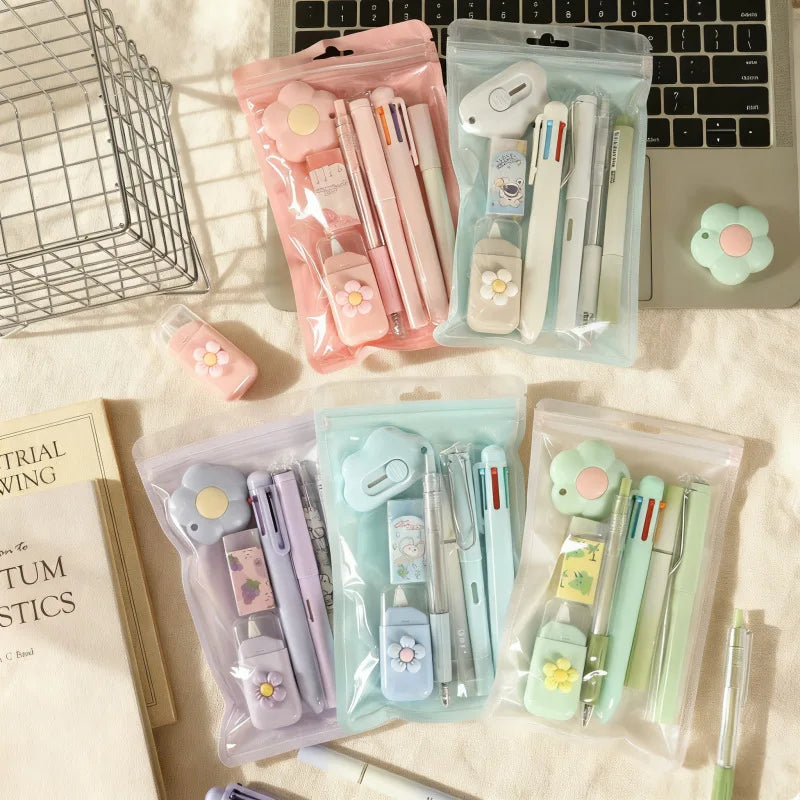 7-Pcs Stationery Set High-Quality Student Graduation Gift Neutral Pen Learning Companion Stationery Pack for Achievers， office