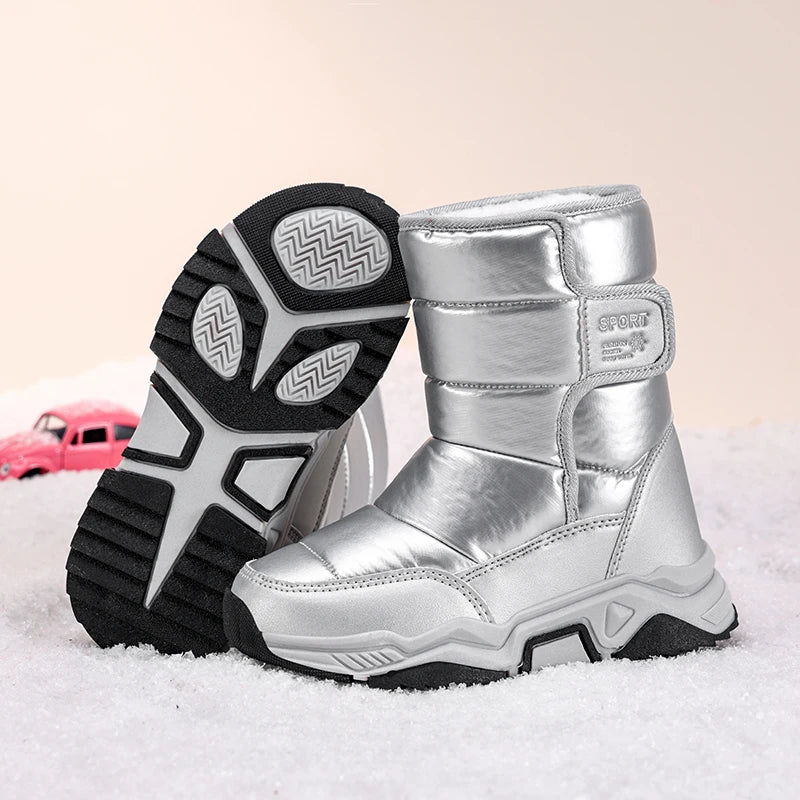 Kids High-Top Snow Boots - Plush Lined Winter Ankle Boots - photo 2