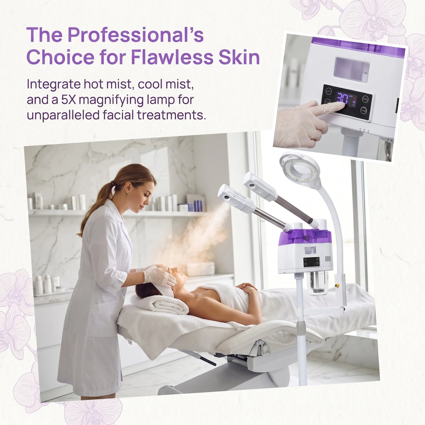 Facial Steamer with Magnifying Lamp, 2 in 1Steamer for Face Professional, Professional Facial Steamer for Esthetician, Salon