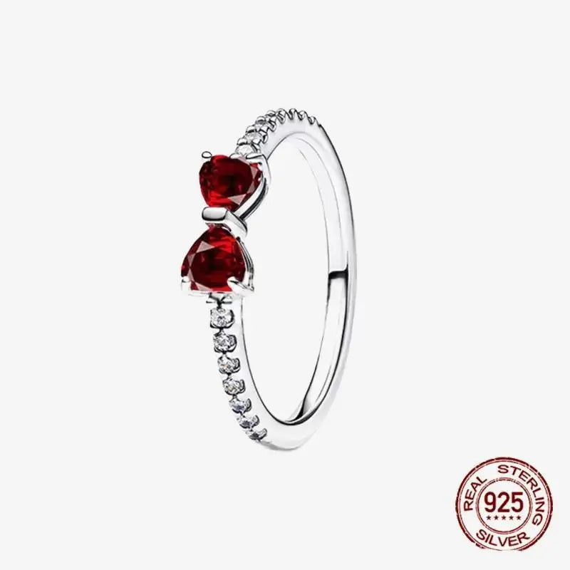 925 Sterling Silver Open Ring Style CZ Paved Heart Butterfly Flower Colorful Gemstone Ring For Women Daily Wear Jewelry Gift