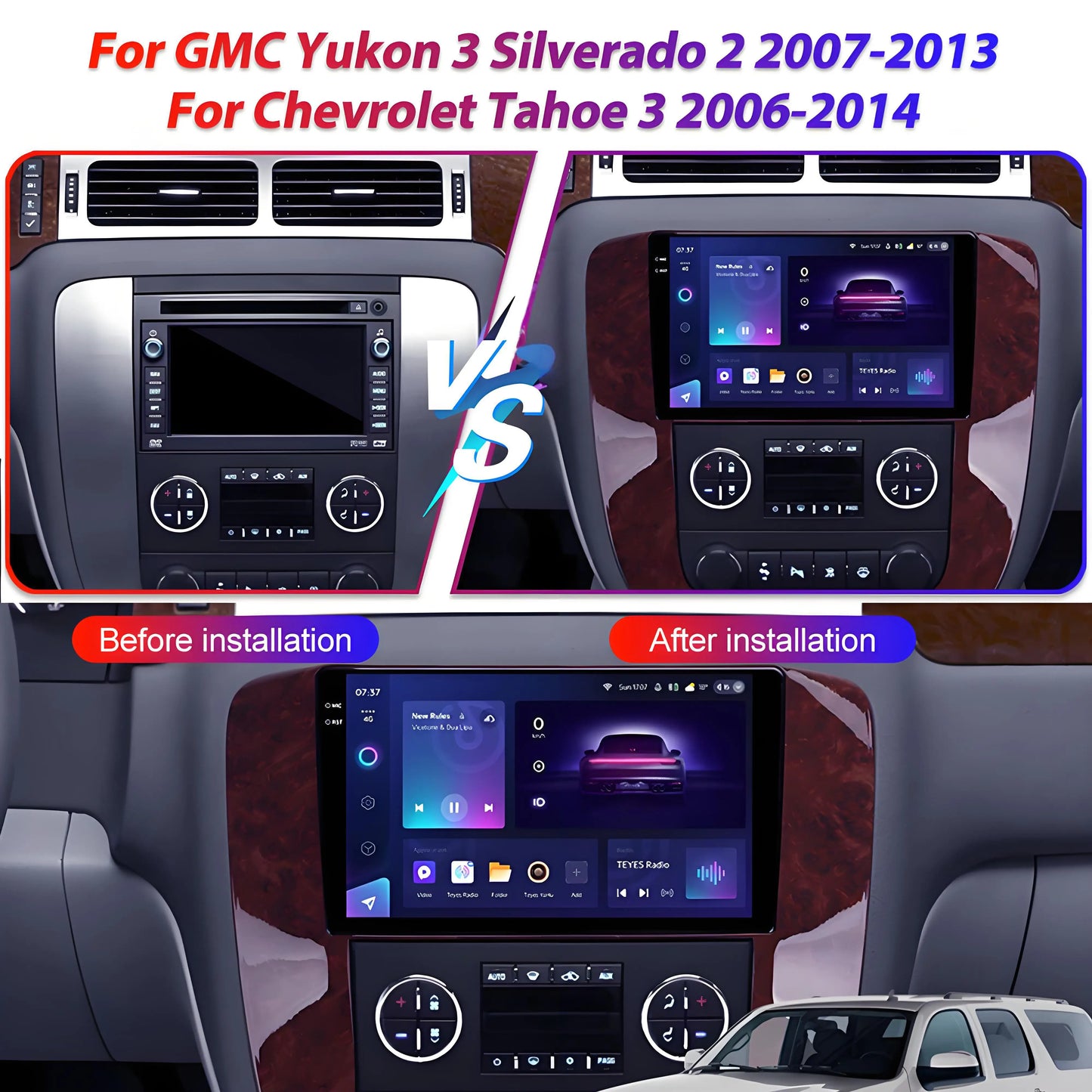 Android 16 For GMC Yukon 3 GMT 900 2006-2014 For Chevrolet Tahoe 3 GMT900 2006-2014 Silverado 2 GMT901 2007-2013 Radio Car GPS