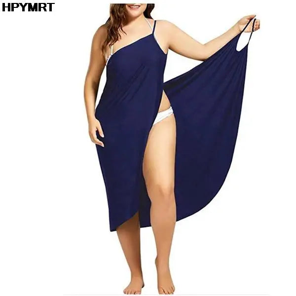 Women's Solid Color Halter Suspender Dress – Loose Sleeveless Beach Dress | S–5XL (7 Colors)