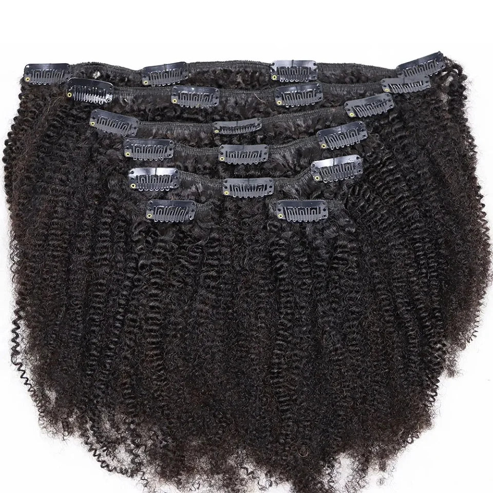 Afro Kinky Curly Clip in Hair Extensions Real Human Hair for Women Brazilian Kinky Curly Human Hair Clip in Extensions 8Pcs 120G