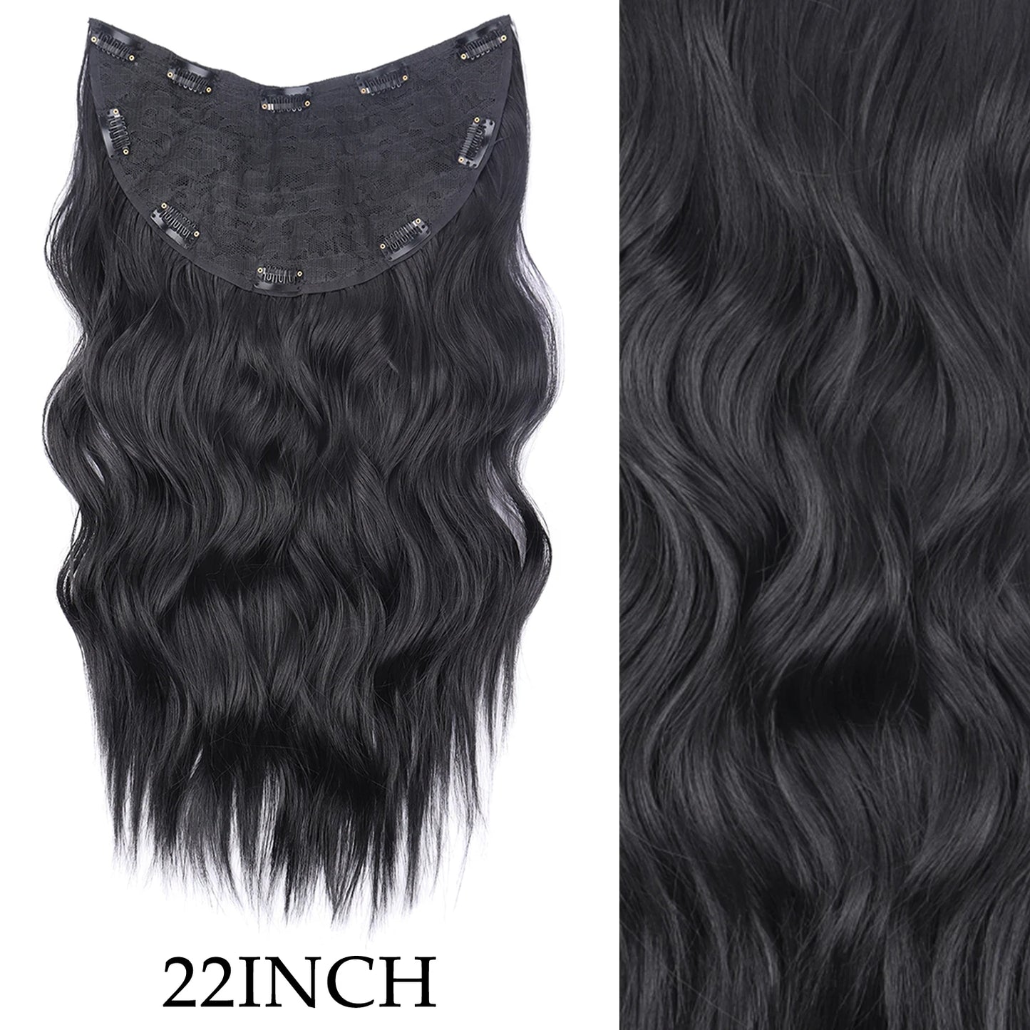 7Pcs/Set 16 Clips Hair Extension Black Long Straight Natural Hair Ombre Hairpiece Heat Resistant Fiber for Women Hairstyle