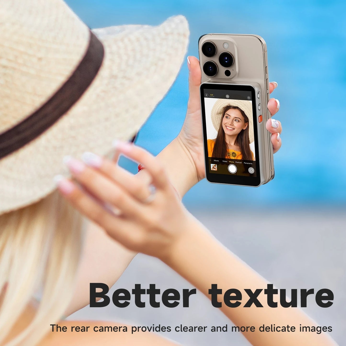 Magnetic Phone Selfie Monitor Screen,For IPhone And Android Smartphones Rear Camera For Real-time Selfie Video Streaming