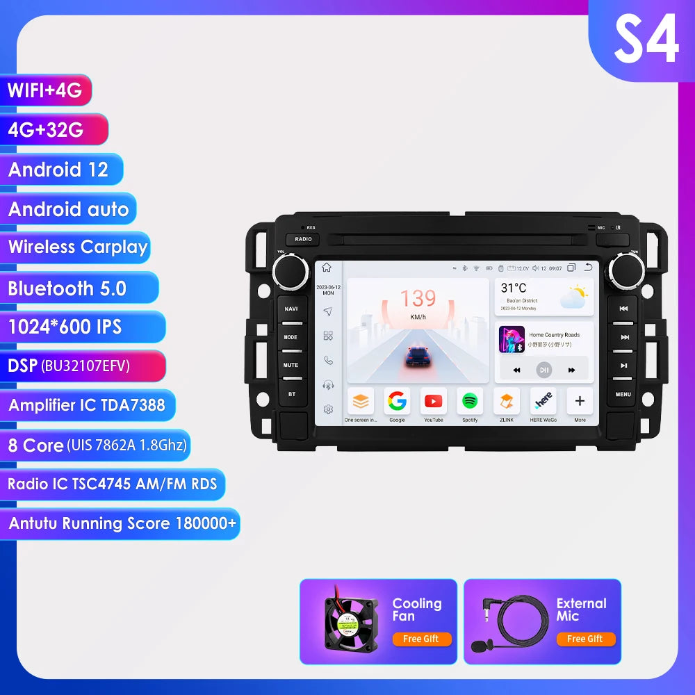 7" Android Car Stereo with GPS & Bluetooth — Chevrolet Silverado, Impala, Traverse & GMC Sierra