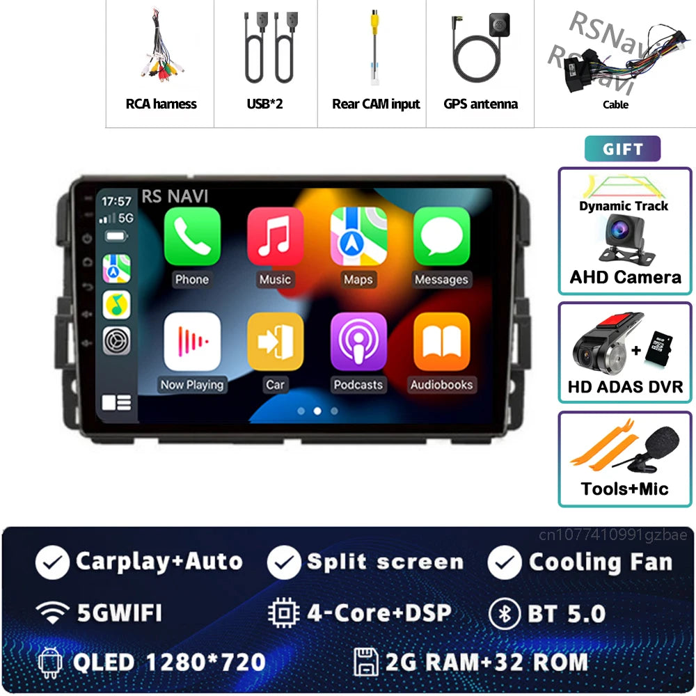 Android 16 Carplay Car Radio for Chevrolet Silverado Impala GMC Yukon Acadia Sierra Multimedia Video Player Navigation Stereo BT