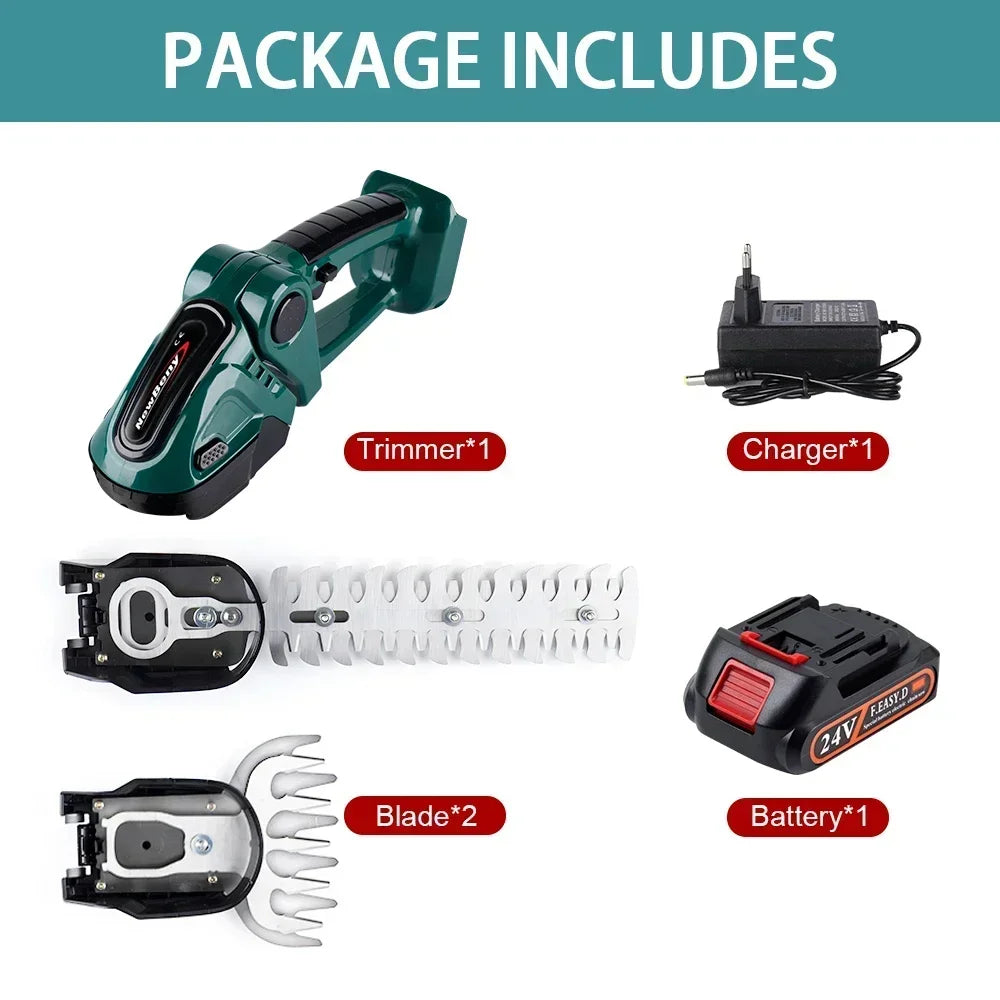 2-in-1 Cordless Hedge Trimmer & Grass Shear — 21V Battery Yard Tool