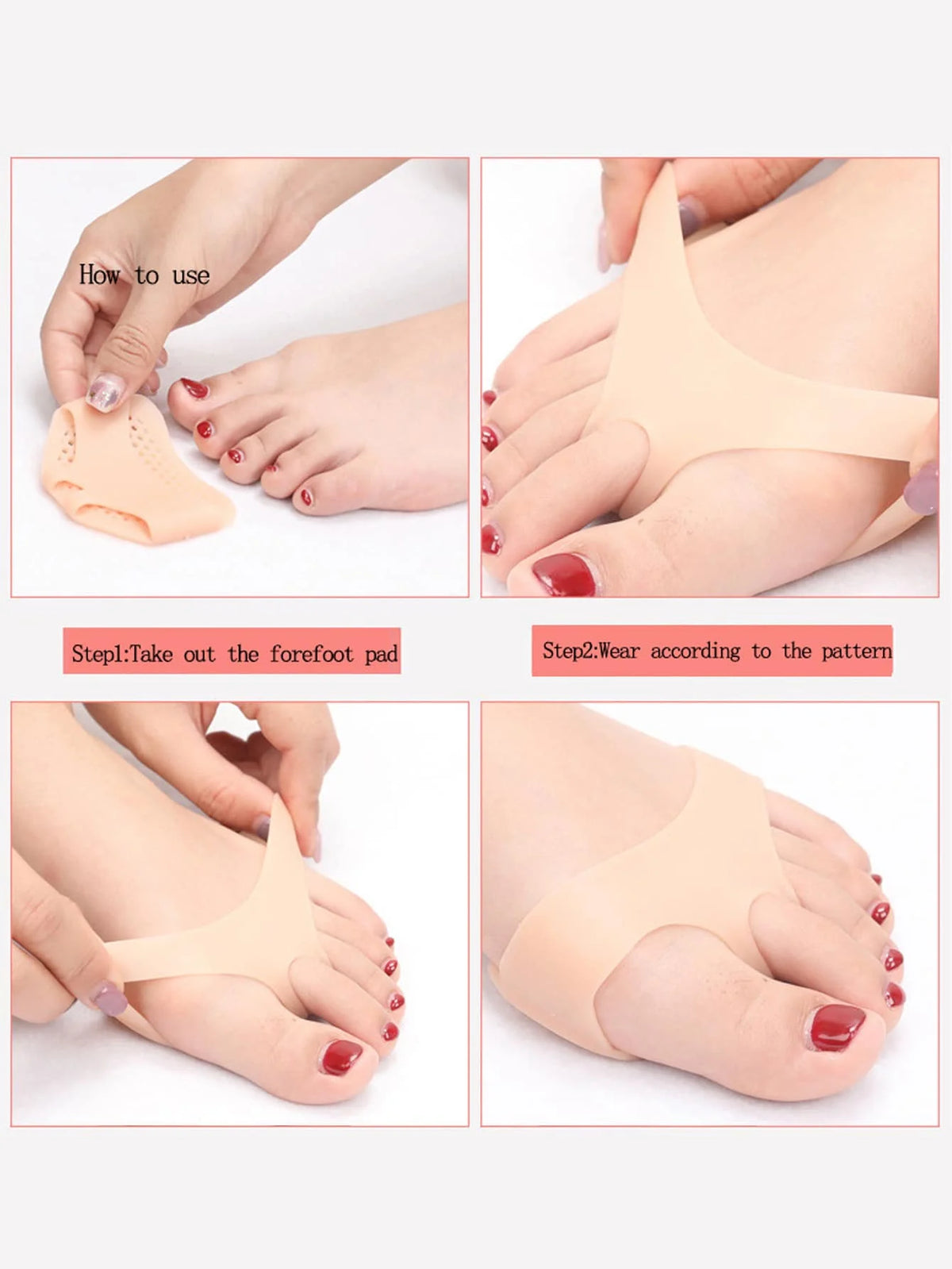 10 Sets Foot Pads 2 Pieces/Set of Soft Gel Reusable, Wear-Resistant Foot Pads, Forefoot Cushioning Shoes, Unisex
