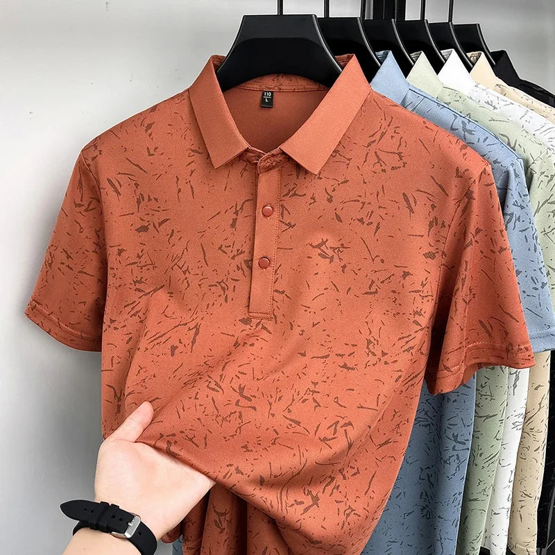 Men's Modern Polo Tee - Printed Pattern, Slim Fit Daily Style