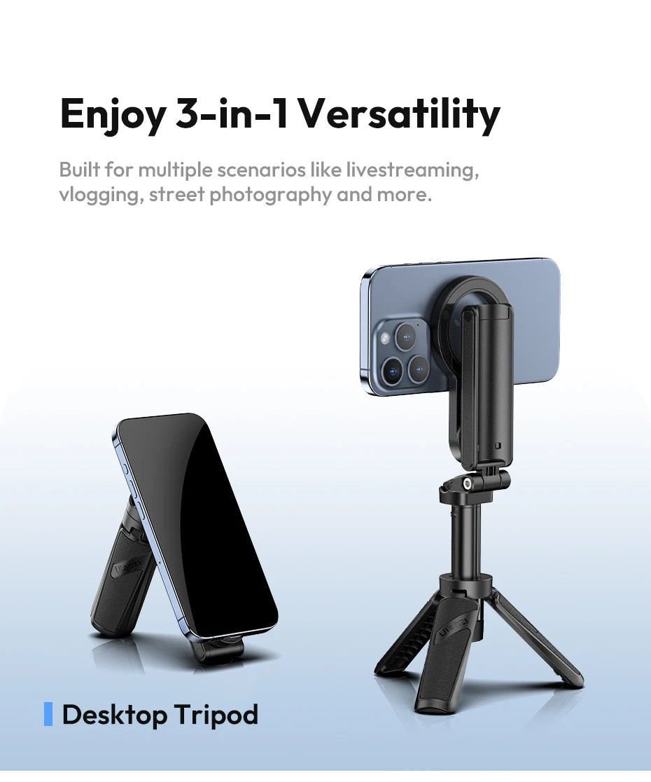 Ulanzi JJ03 Magnetic Phone Tripod Wireless Handle Selfie Stick Desktop Foot  Suitable iPhone 16/15/14/13 Pro Max