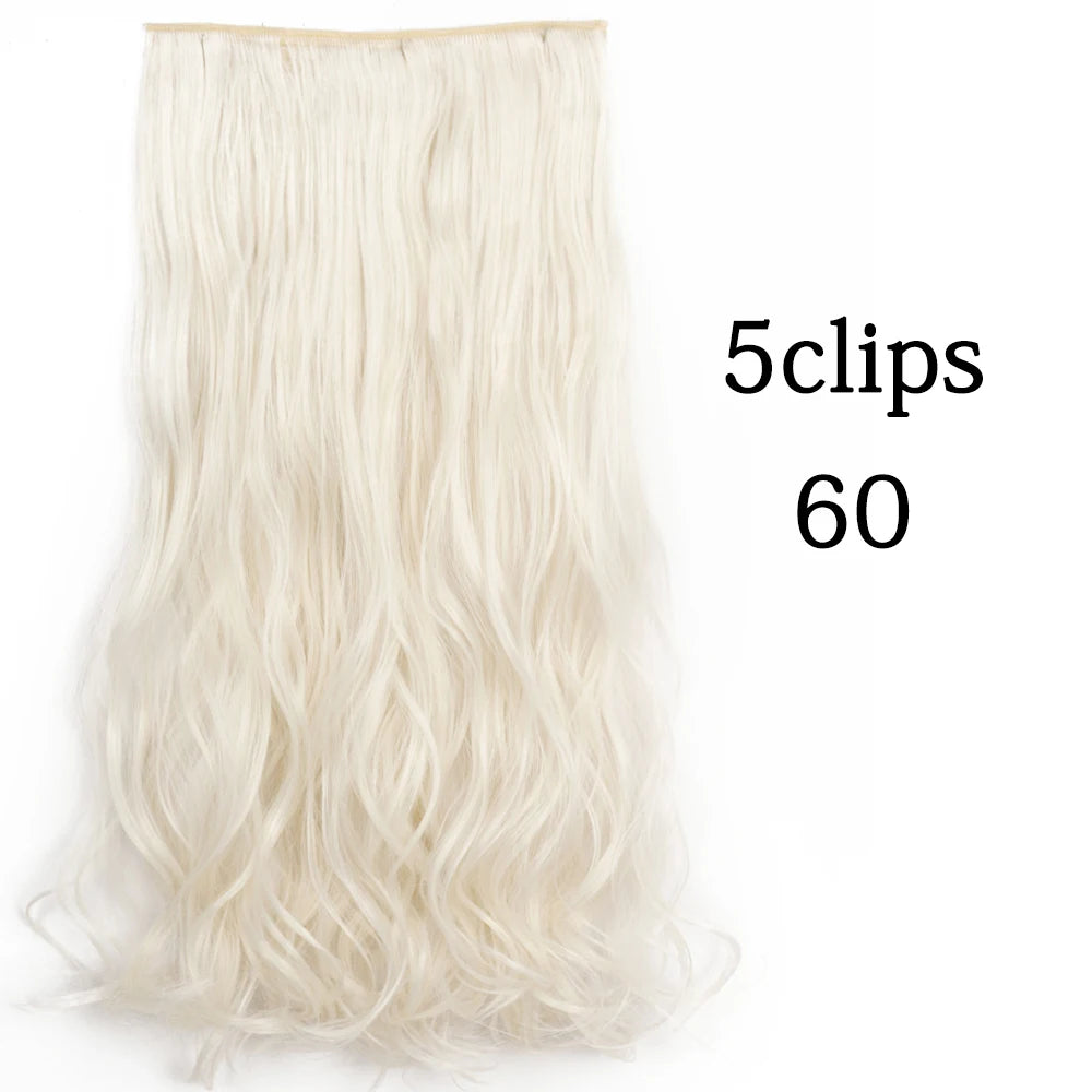 Synthetic 5 Clip In Hair Extensions Long Curly Hairstyle Hairpiece Natural Brown Black 80cm Heat Resistant  Fake Hair For Women